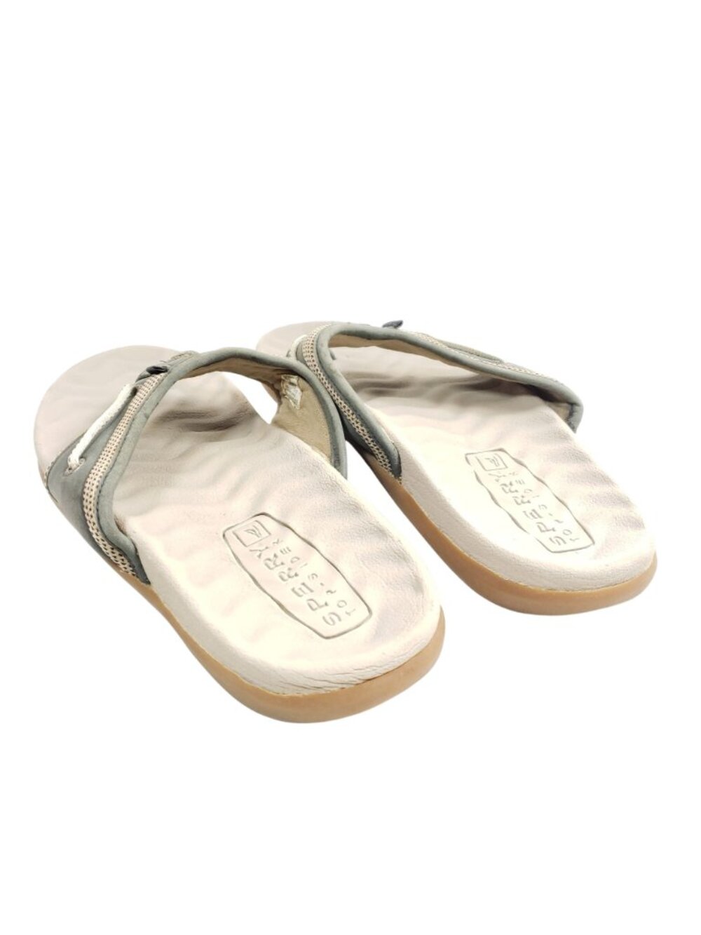 Sperry Mens Size 11 Gray Leather Flip Flop Sandals Non-Slip Sole - Picture 3 of 8